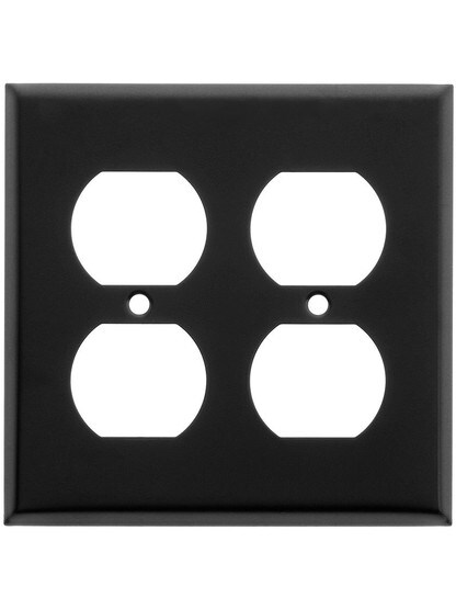 Classic Double Duplex Cover Plate In Matte Black.